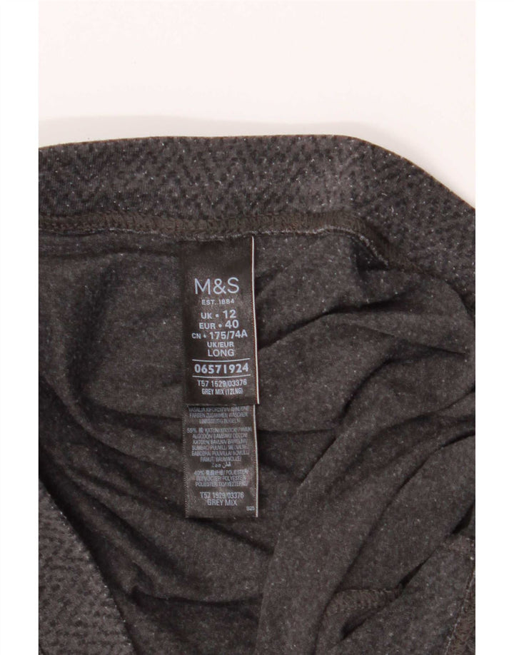 Marks & Spencer Leggings Femme UK 12 Coton Chevron Gris Moyen