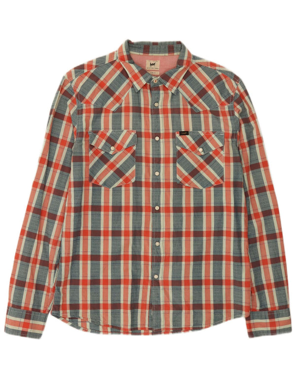 Lee Chemise Western Slim Fit pour Homme en Coton à Carreaux Bleu Grand