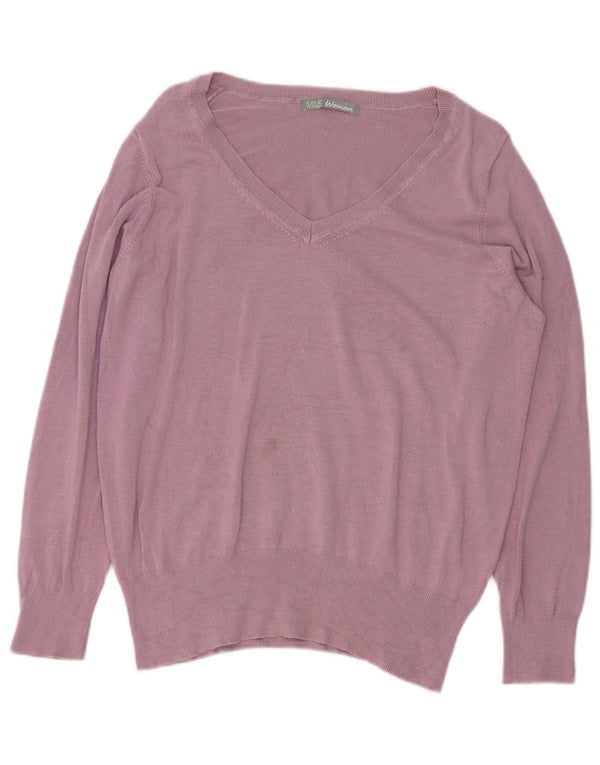 Marks & Spencer Pull col en V pour femme UK 16 Large Violet