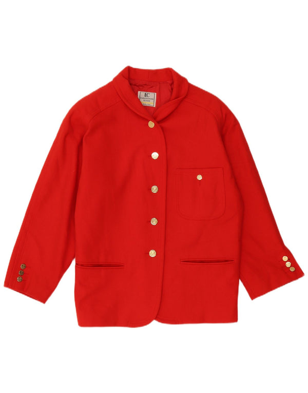 Enrico Coveri Veste blazer surdimensionnée à 5 boutons pour femme UK 10 Petite laine rouge