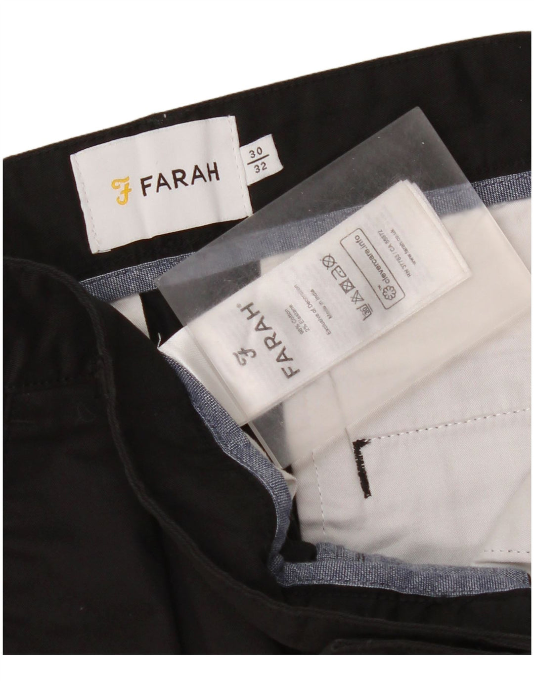 Farah Pantalon court homme W30 L24 Noir Coton