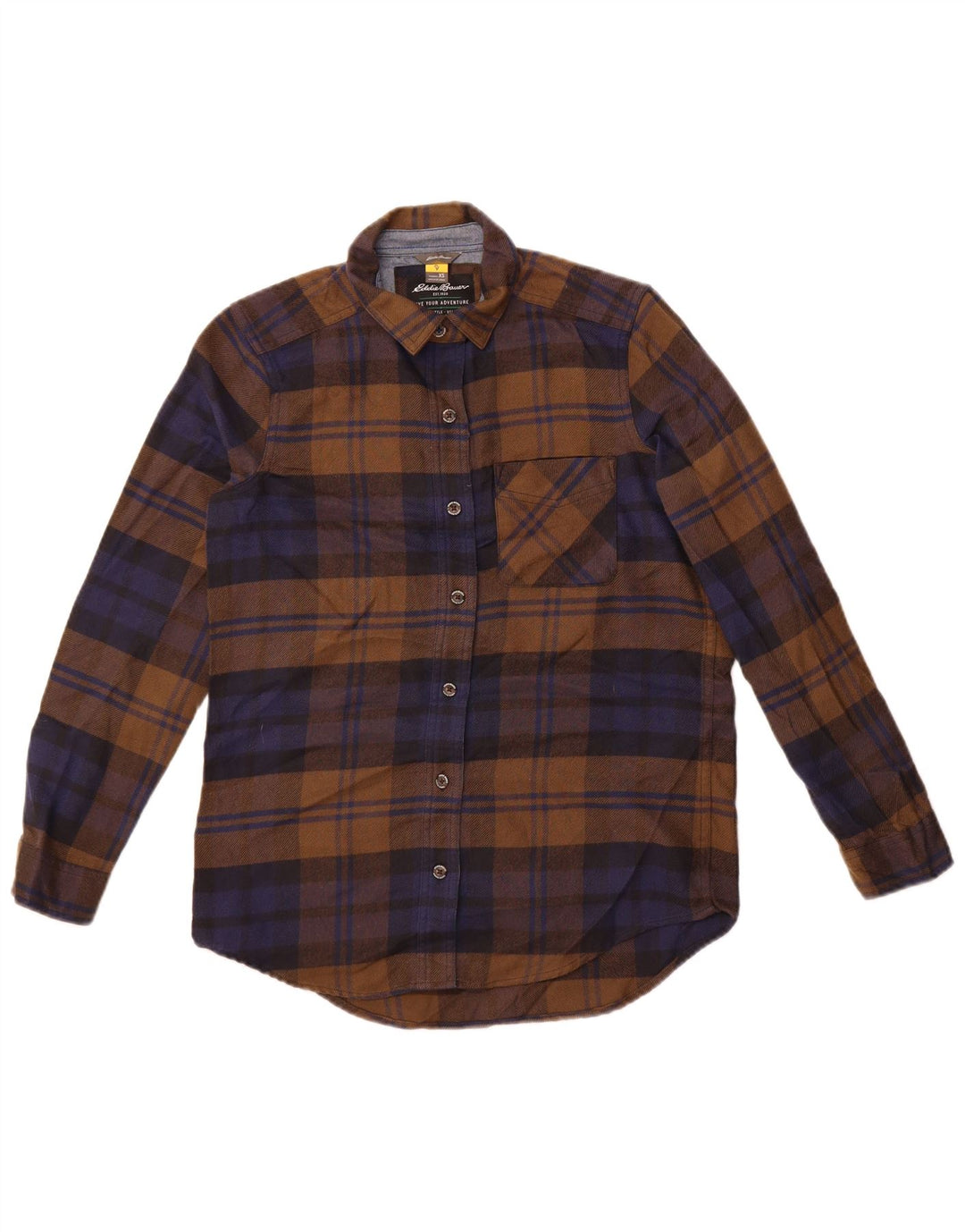 Eddie Bauer Chemise surdimensionnée en flanelle pour femme UK 6 XS Marron à carreaux Polyester