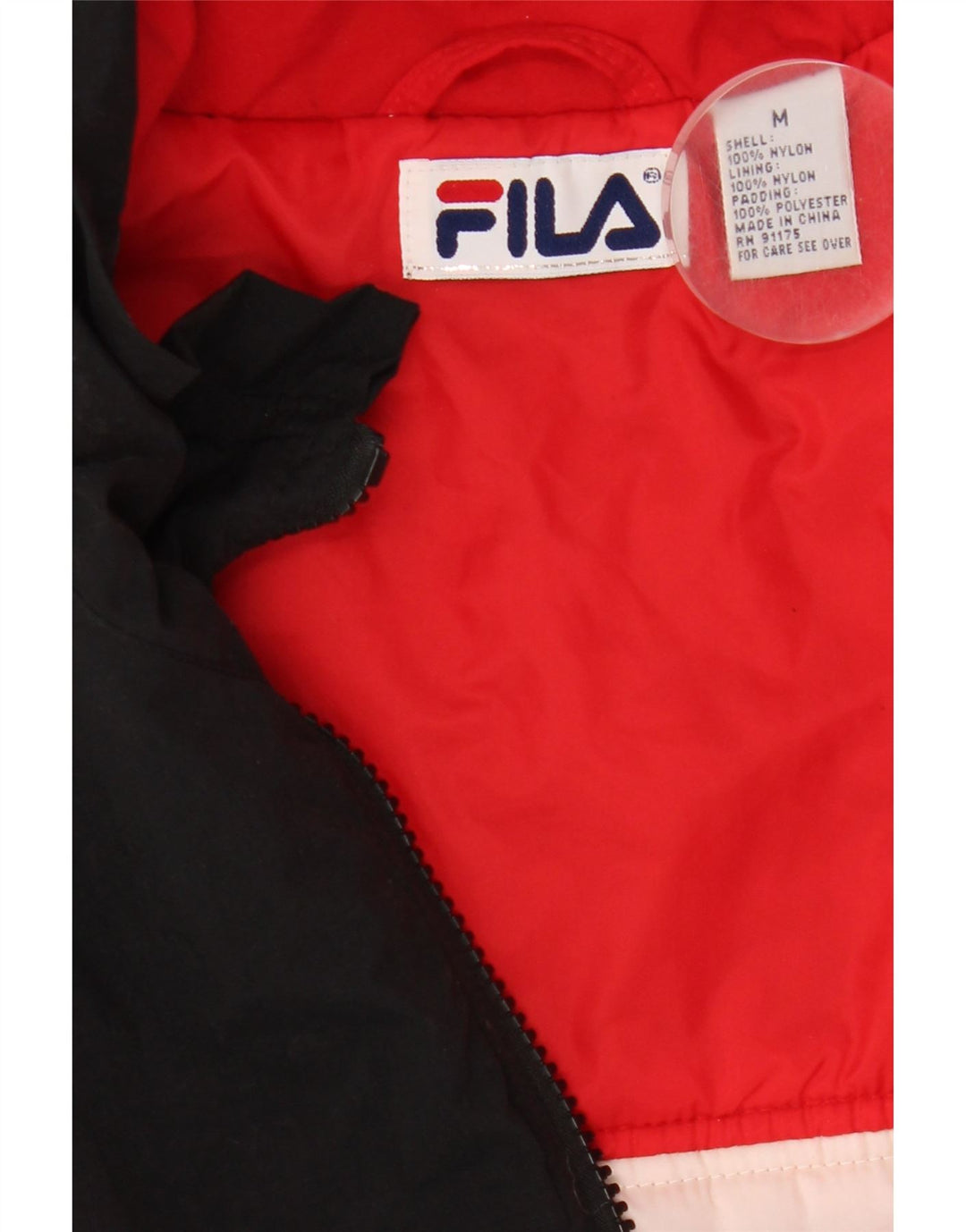 Fila Veste matelassée graphique pour hommes UK 38 Nylon color block noir moyen