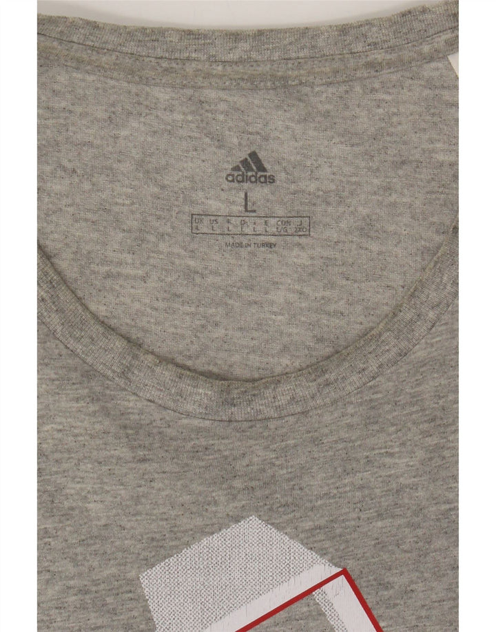 ADIDAS Mens Graphic T-Shirt Top Large Grey Cotton Vintage Adidas and Second-Hand Adidas from Messina Hembry 
