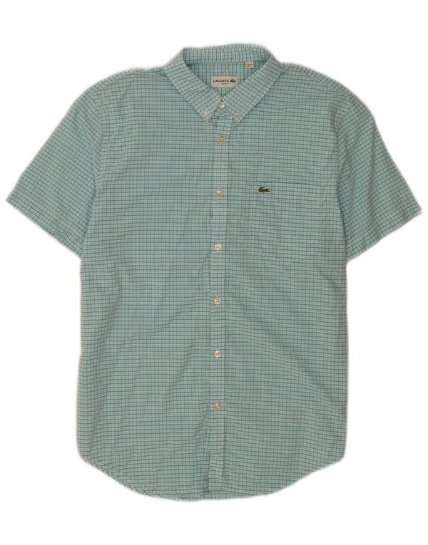Lacoste Chemise Slim Fit à manches courtes pour homme Taille 44 XL Vichy Turquoise