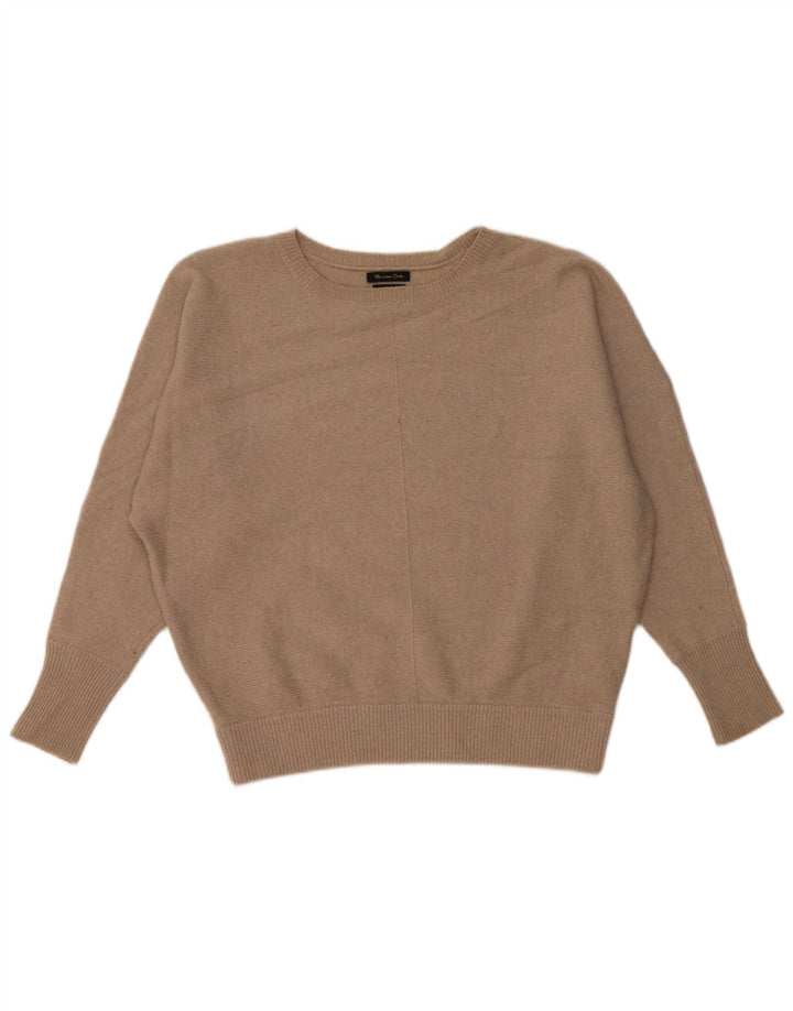 Massimo Dutti Pull surdimensionné à col bateau pour femme UK 6 XS en laine beige