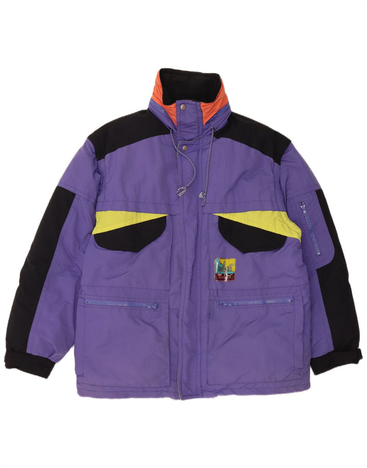 veste rembourrée vintage pour homme UK 40 Grand violet colourblock polyamide