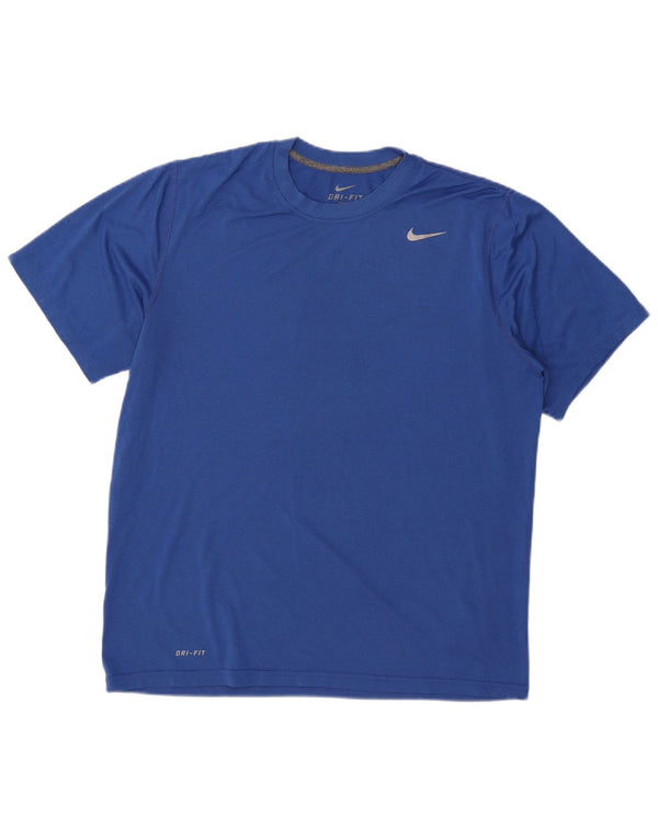 Nike Hommes Dri Fit T-Shirt Haut UK 42/44 Grand Bleu Polyester