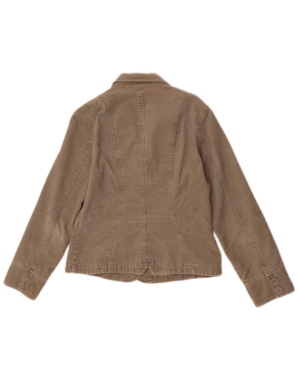 Monsoon Veste blazer en velours côtelé à 2 boutons pour femme UK 12 en coton beige moyen
