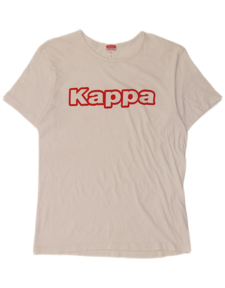 Kappa T-shirt graphique pour femme UK 14 en coton blanc moyen