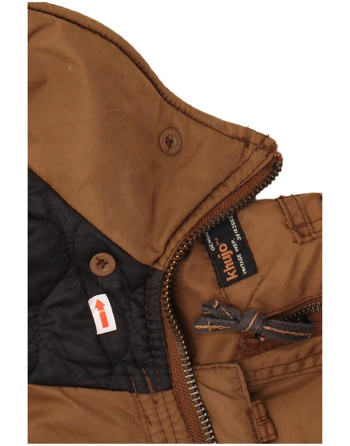 KHUJO Veste Parka Militaire à Capuche pour Femme UK 14 Marron Moyen Polyester