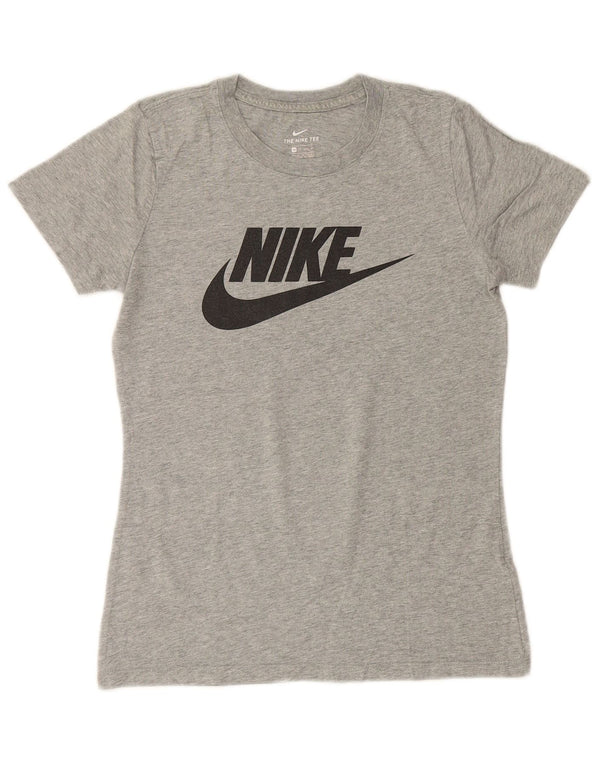 NIKE T-shirt graphique pour femme UK 6 XS Gris chiné en coton