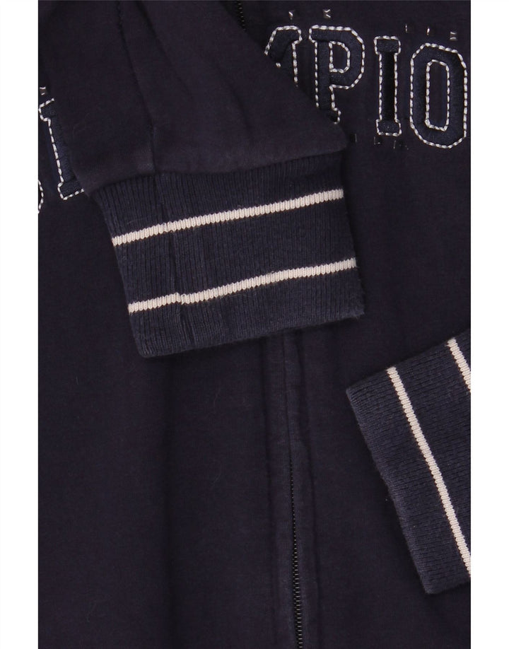 CHAMPION Pull à capuche zippé graphique pour femme UK 16 Grand coton bleu marine