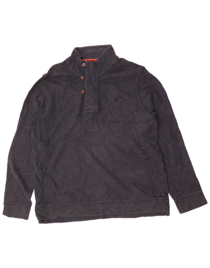 FAT FACE Sweat-shirt col boutonné pour homme XL en coton bleu marine
