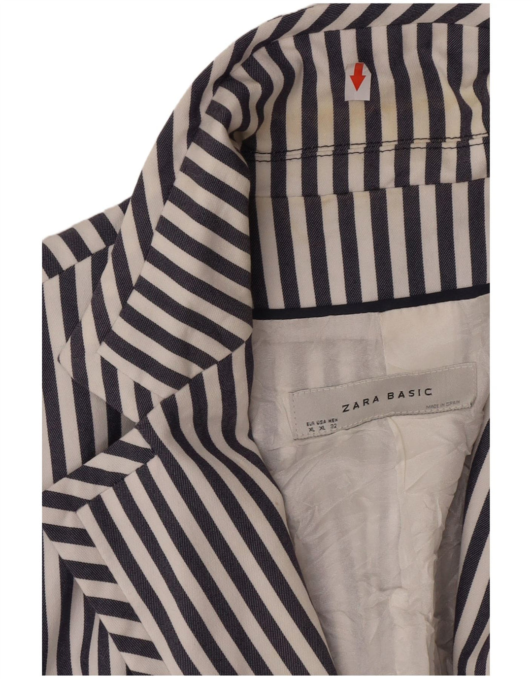 Zara Veste Blazer 2 Boutons Femme UK 18 XL Bleu Marine Rayé