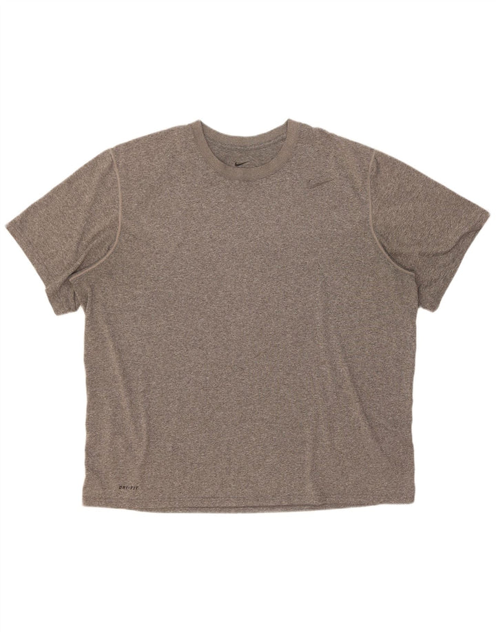 Nike Mens Dri Fit T-Shirt Top 2XL Gris Moucheté Polyester