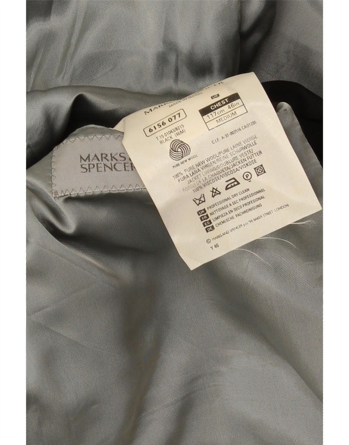 Marks & Spencer Veste blazer à 2 boutons pour homme UK 42 XL Noir Laine vierge