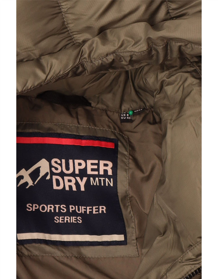 SUPERDRY Veste matelassée à capuche pour femme UK 12 Medium Khaki Nylon