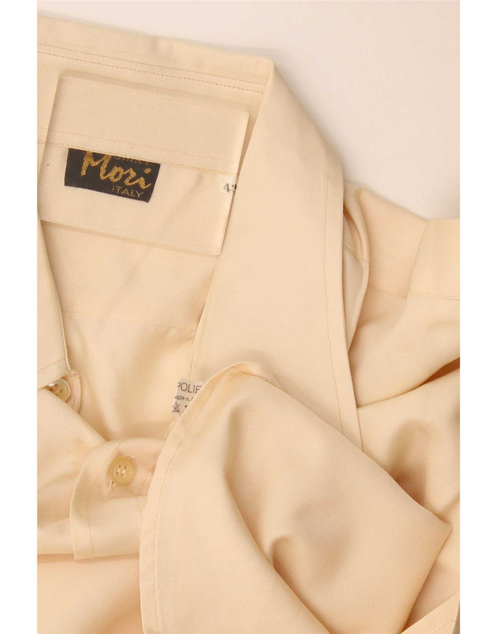 vintage Chemise Homme Taille 43 Grand Polyester Beige
