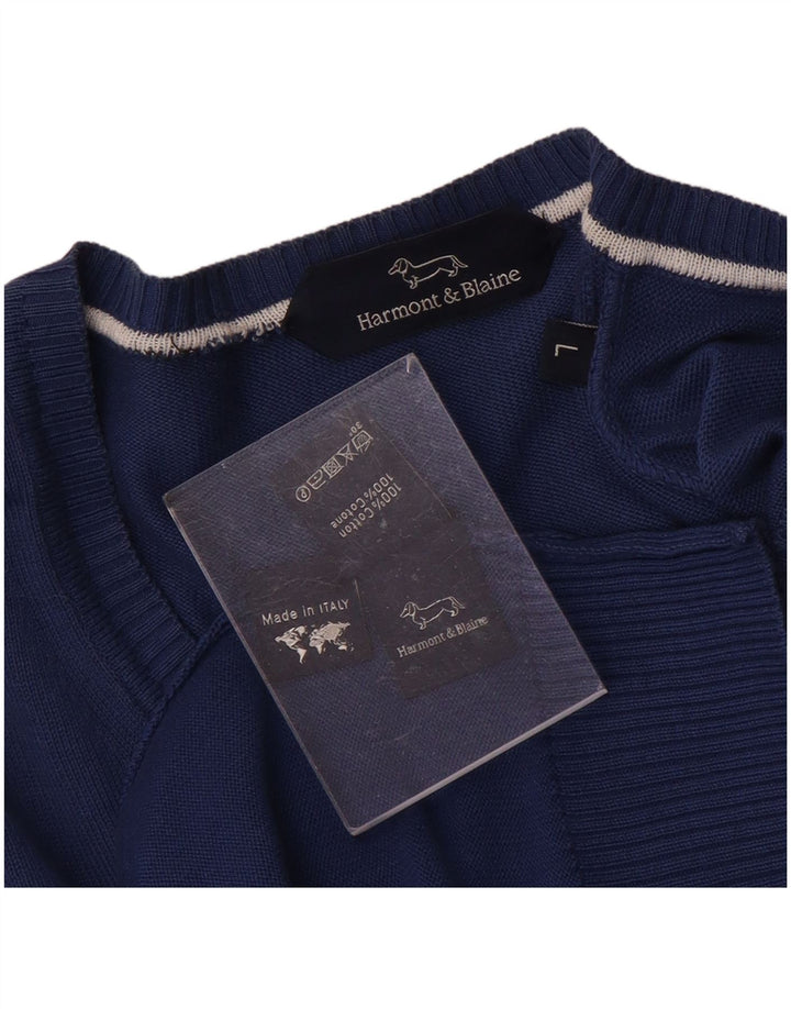 Harmont & Blaine Pull col V pour homme Bleu Taille L