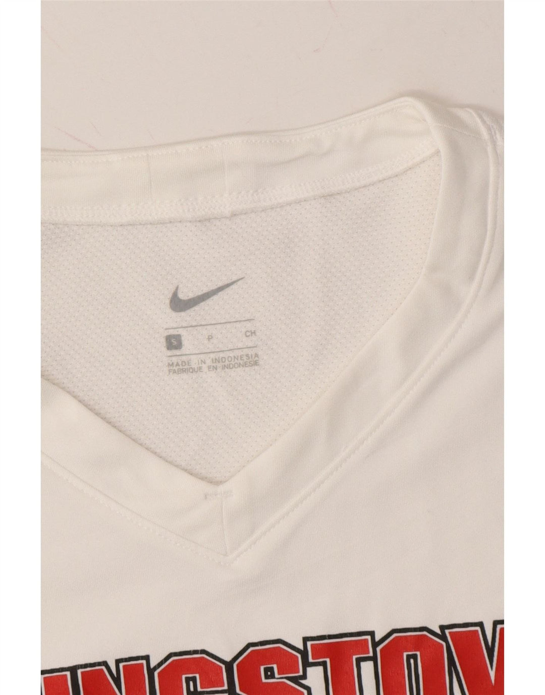 NIKE Womens Graphic Top Long Sleeve UK 10 Small White Polyester Vintage Nike and Second-Hand Nike from Messina Hembry 
