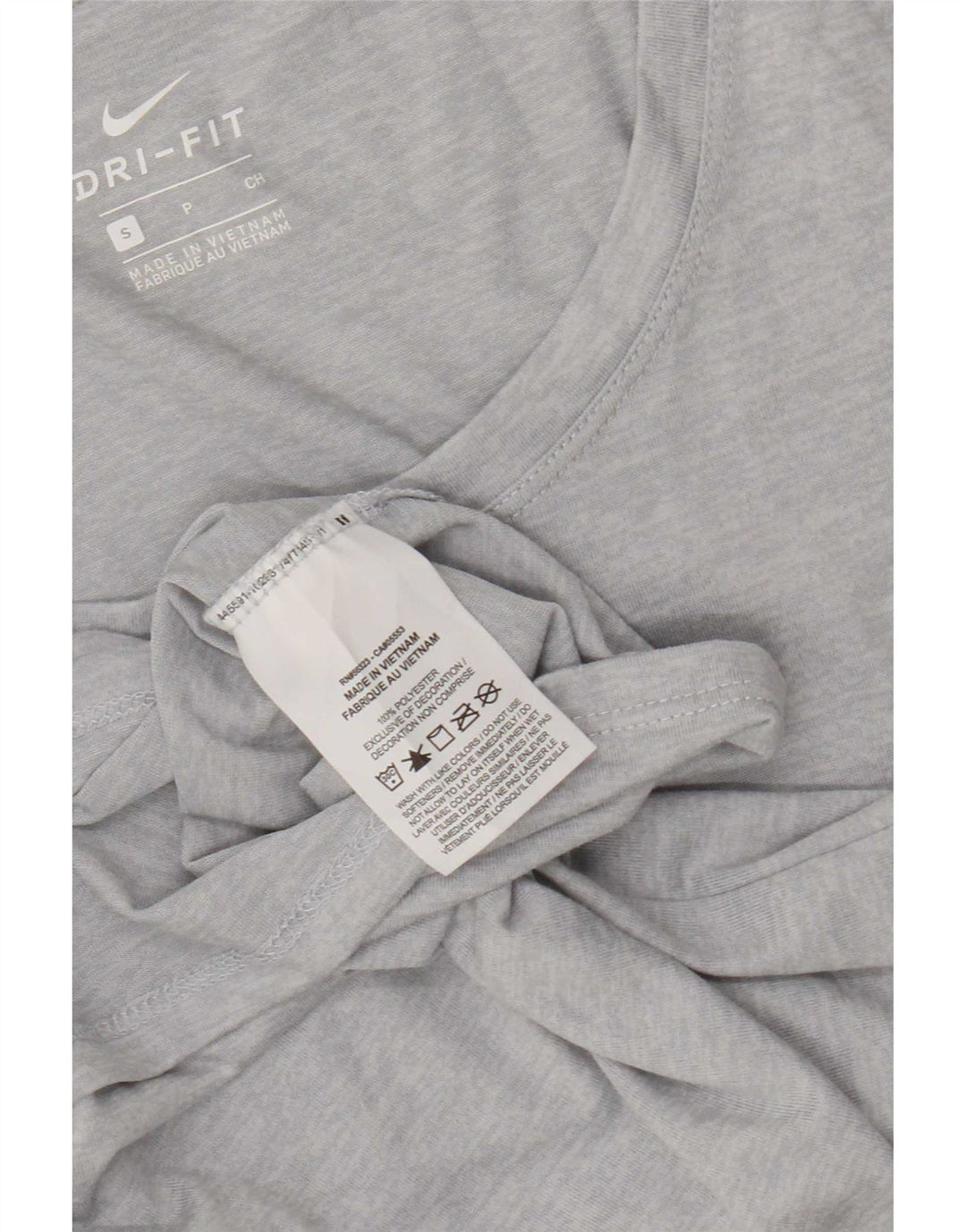 Nike Womens Dri Fit T-Shirt Top UK 10 Petit Gris Moucheté Polyester