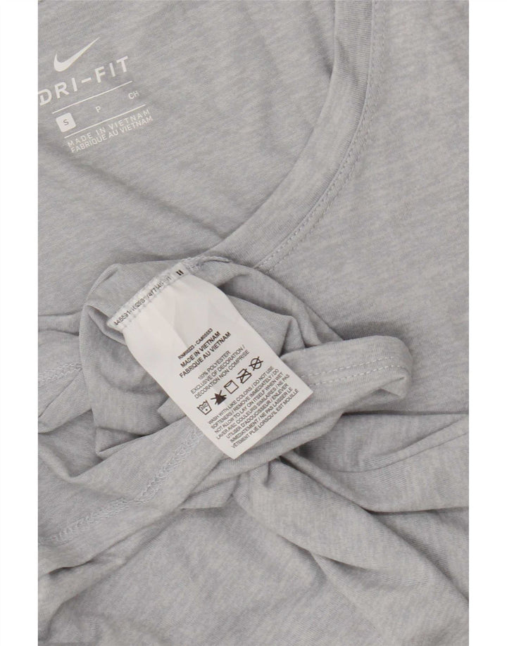 Nike Womens Dri Fit T-Shirt Top UK 10 Petit Gris Moucheté Polyester