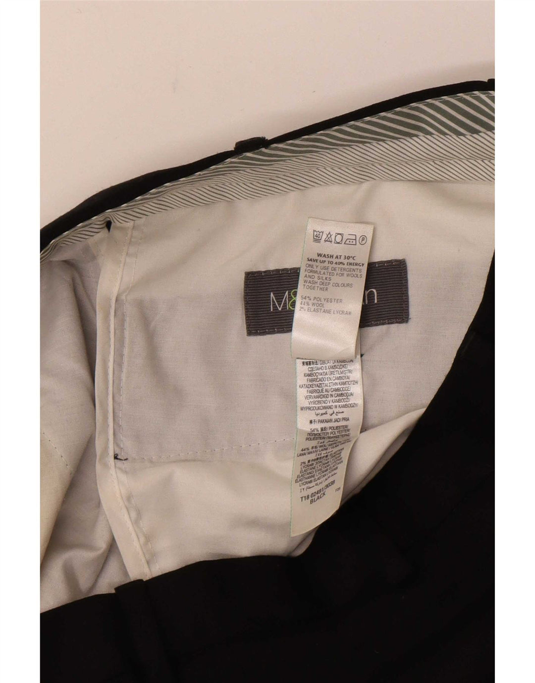 Marks & Spencer Pantalon de costume droit pour homme W32 L31 Noir Polyester