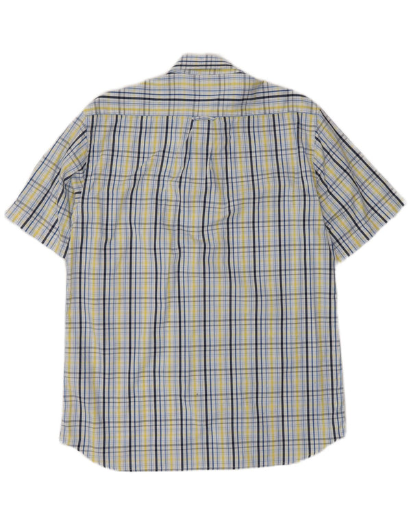 Gant Chemise à Manches Courtes Homme Coupe Regular Coton à Carreaux Bleu Moyen