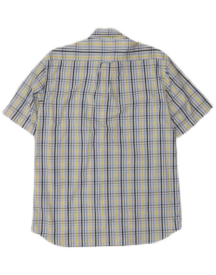 Gant Chemise à Manches Courtes Homme Coupe Regular Coton à Carreaux Bleu Moyen