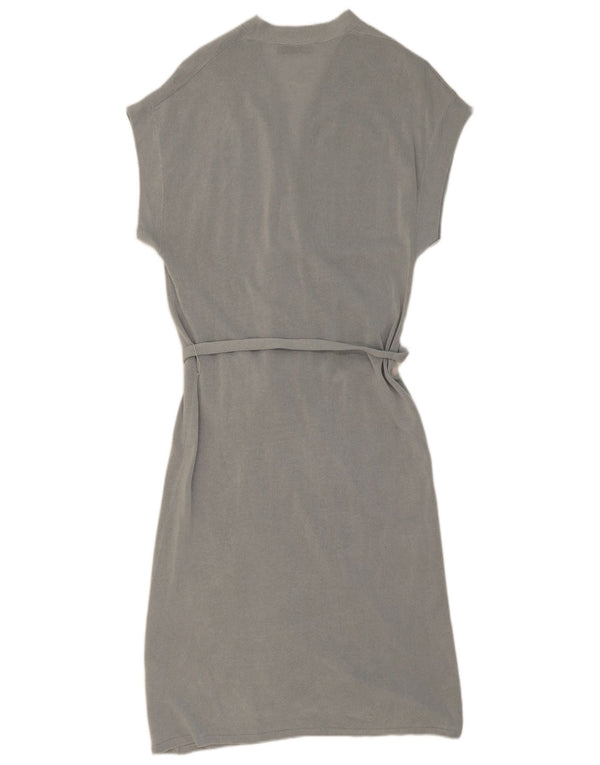 Zara Robe portefeuille à manches courtes pour femme UK 10 Petit Acrylique Gris
