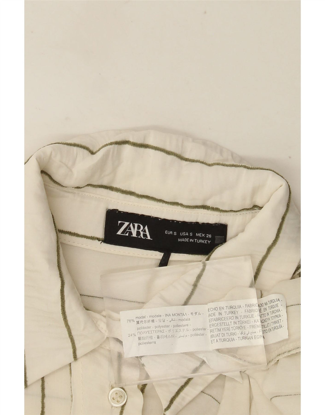 ZARA Chemise surdimensionnée pour femme UK 10 Petit modal rayé blanc
