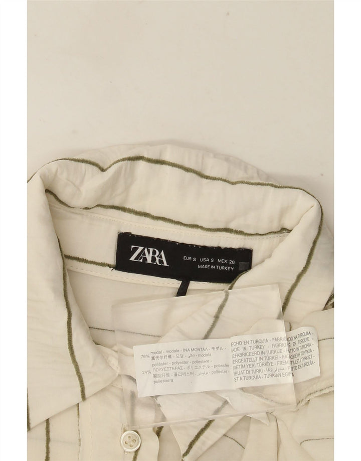ZARA Chemise surdimensionnée pour femme UK 10 Petit modal rayé blanc