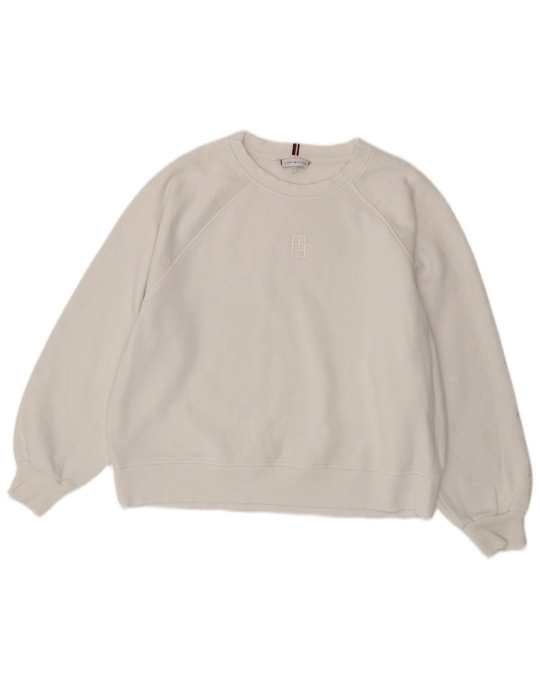 TOMMY HILFIGER Sweat-shirt surdimensionné pour femme UK 16 Grand coton blanc
