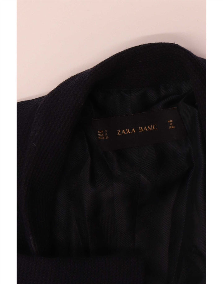 Zara Veste blazer surdimensionnée ouverte à manches 3/4 pour femme UK 10 Small Bleu marine