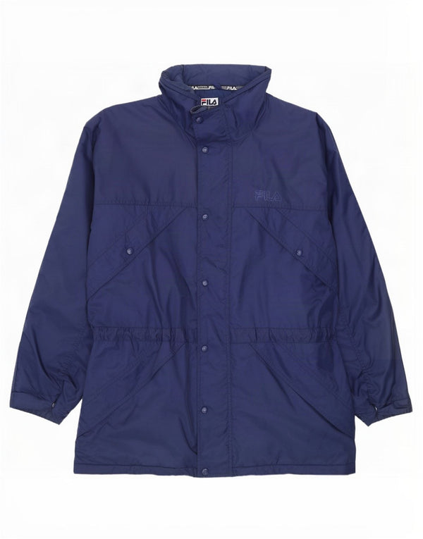 Fila Veste coupe-vent à capuche pour homme UK 40 Large Bleu marine Nylon