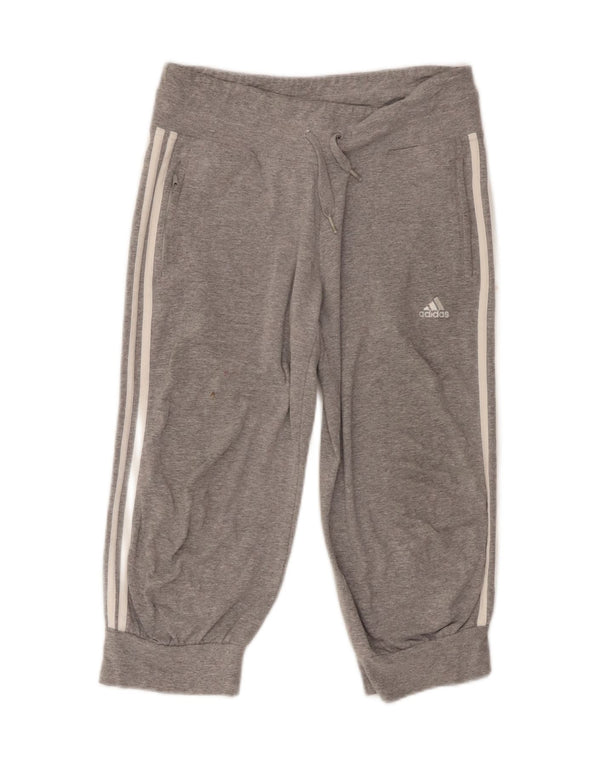 Adidas Femmes Capri Survêtement Pantalon Joggers UK 10 Petit Gris Coton