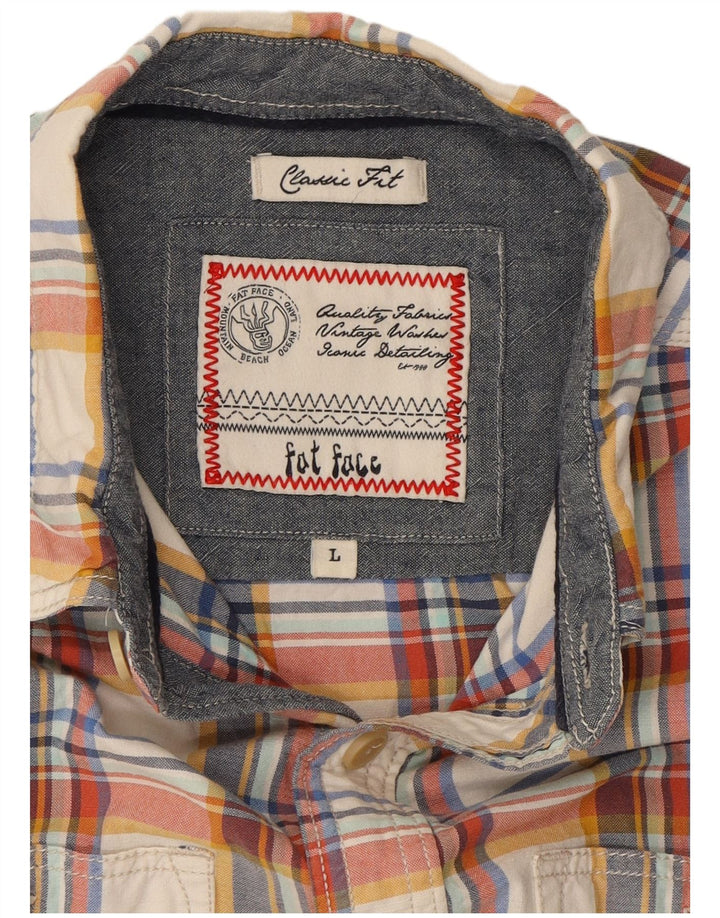 FAT FACE Mens Classic Fit Short Sleeve Shirt Large Multicoloured Check