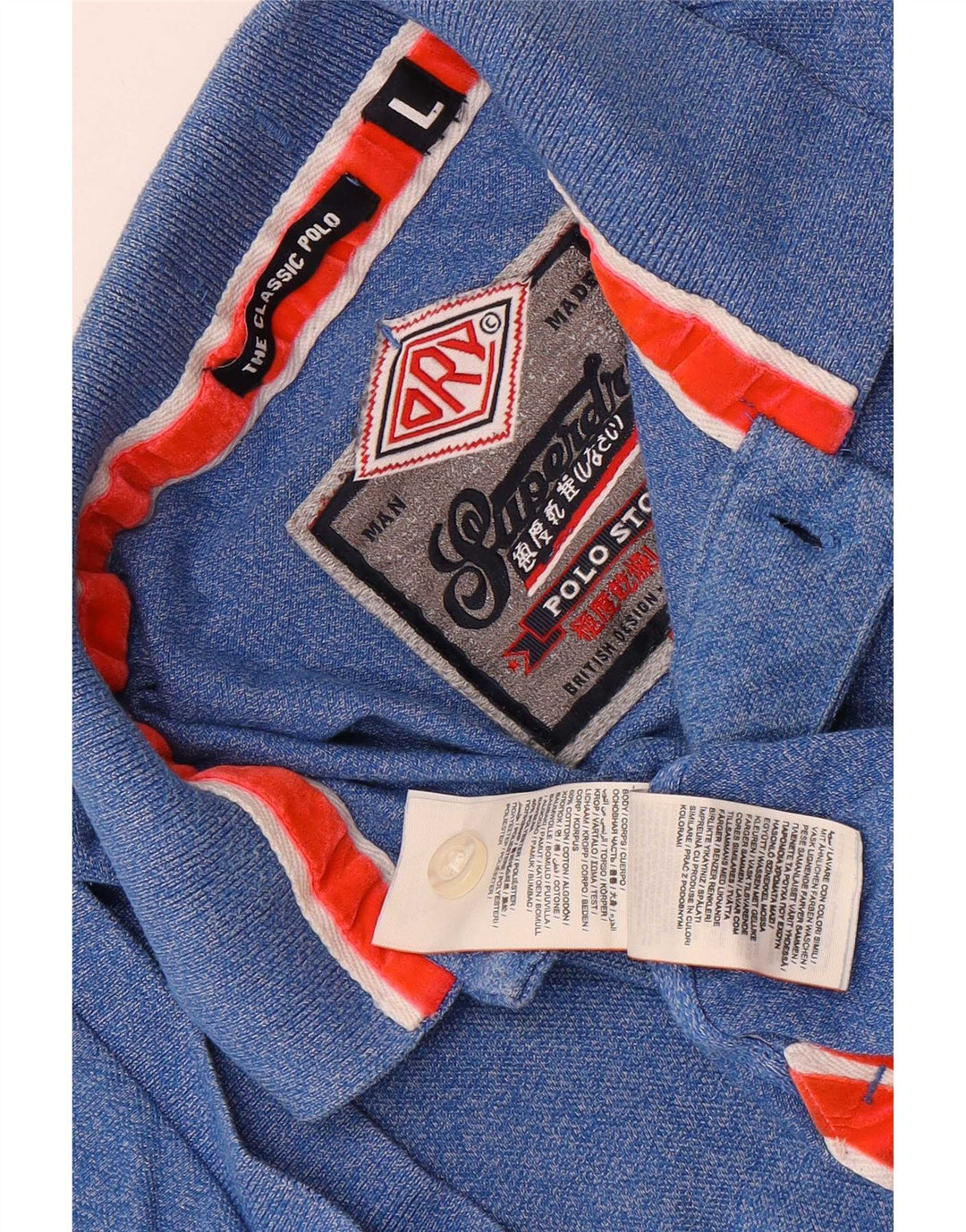 Superdry Polo Homme Grand Bleu Coton Classique