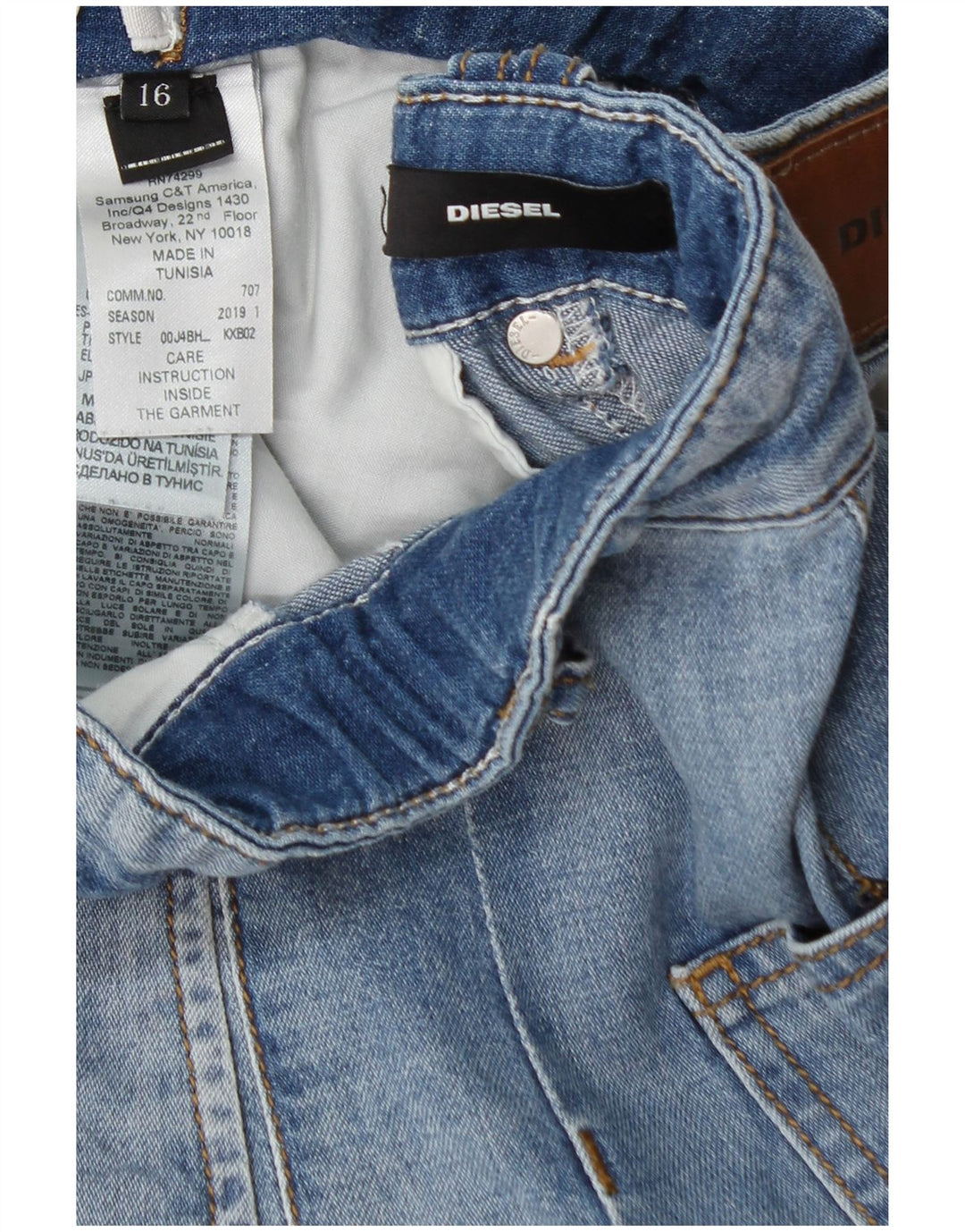 DIESEL Short en jean fille 15-16 ans W28 Bleu Coton