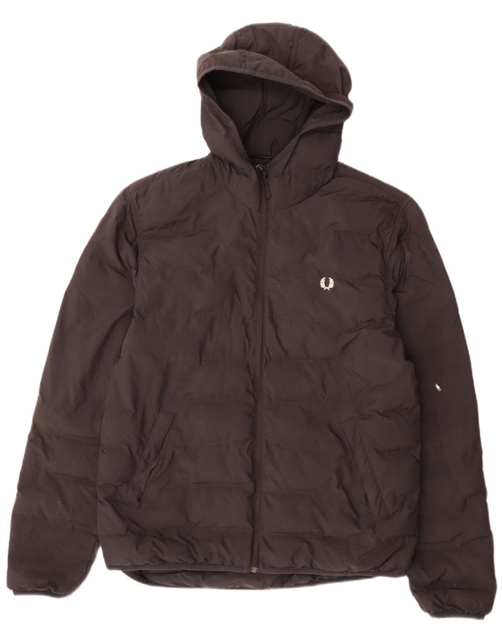 Fred Perry Veste matelassée à capuche pour homme UK 40 Large Noir Polyester