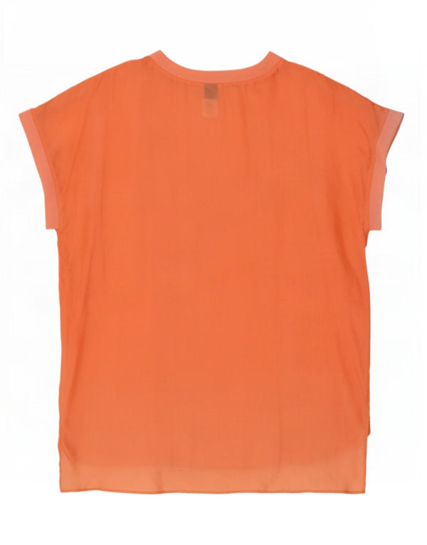 Robe Shift Femme Vintage UK 20 2XL Soie Orange