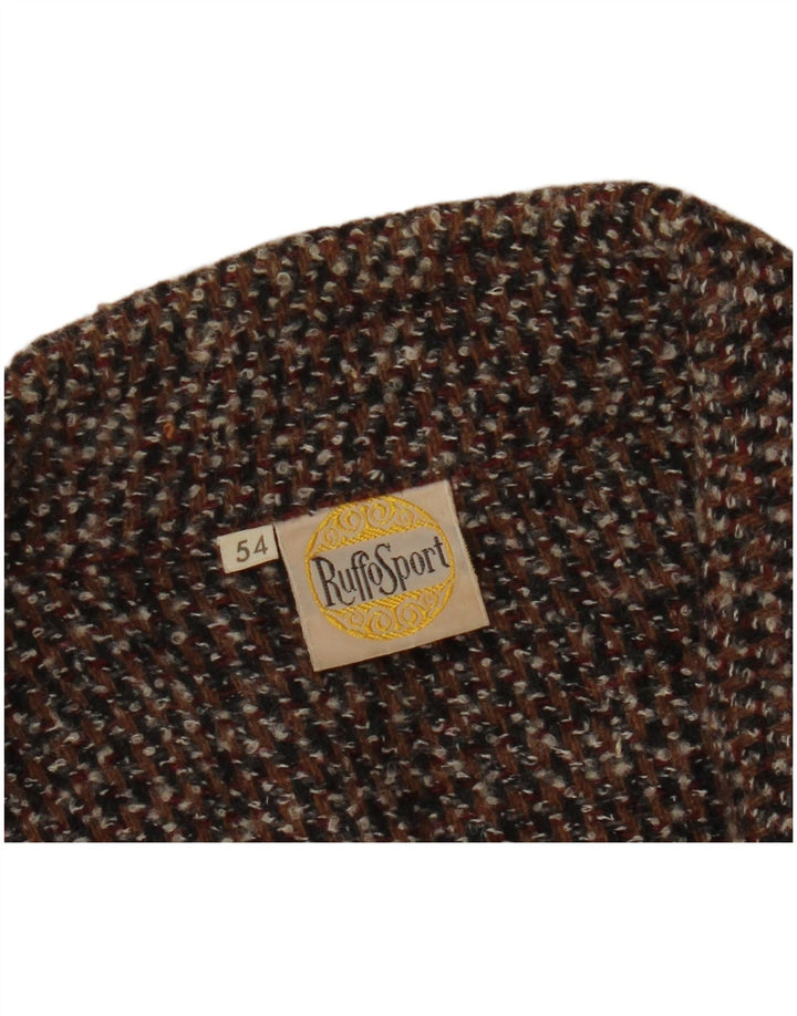 VINTAGE Pull Cardigan Homme IT 54 XL Marron Moucheté