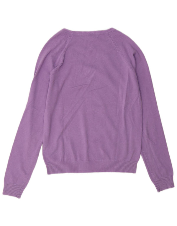 Zara Pull col en V pour femme UK 14 Large Violet Coton