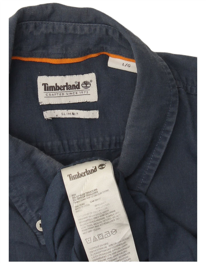 Timberland Chemise Slim Fit Homme Bleu Marine Lin