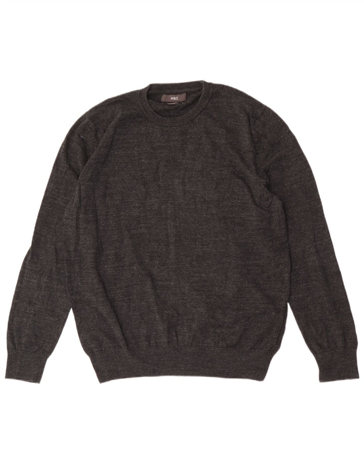 Marks & Spencer Pull col rond homme gris moyen coton moucheté