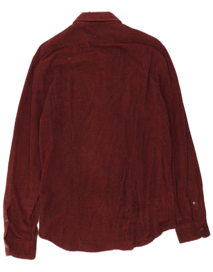Jigsaw Chemise En Velours Côtelé Homme Coton Bordeaux Moyen