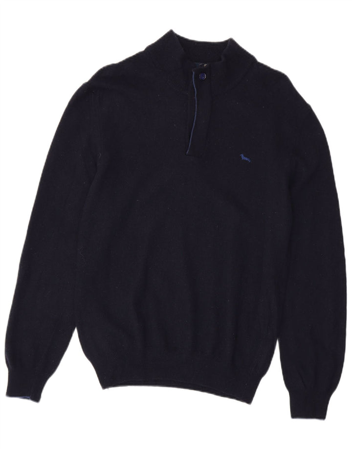 Harmont & Blaine Pull à col zippé pour femme UK 12 Laine bleu marine moyen