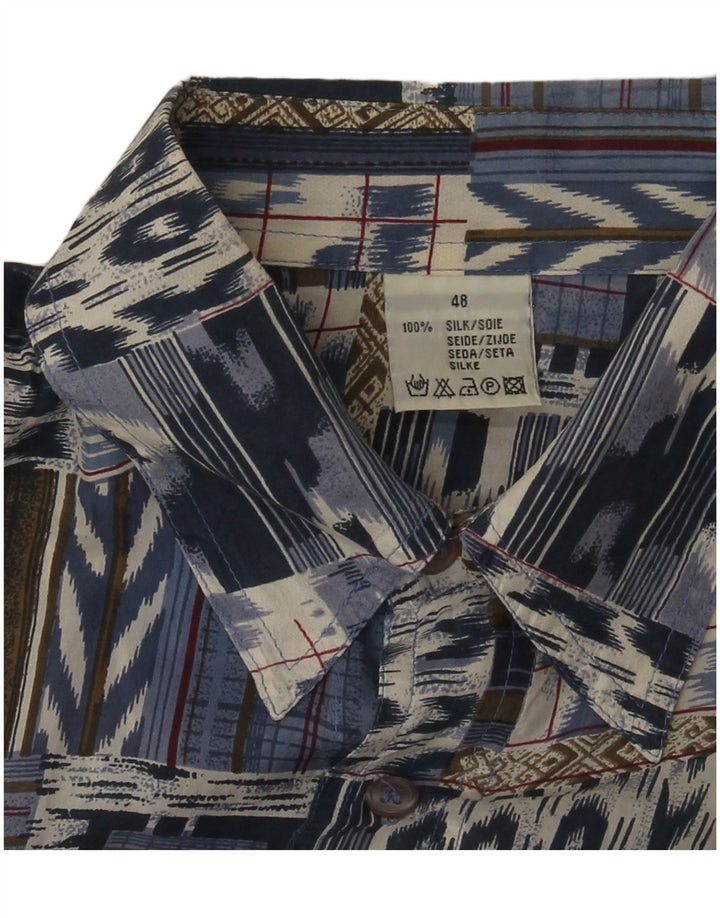 Chemise à manches courtes homme vintage IT 48 Bleu Moyen Patchwork Soie