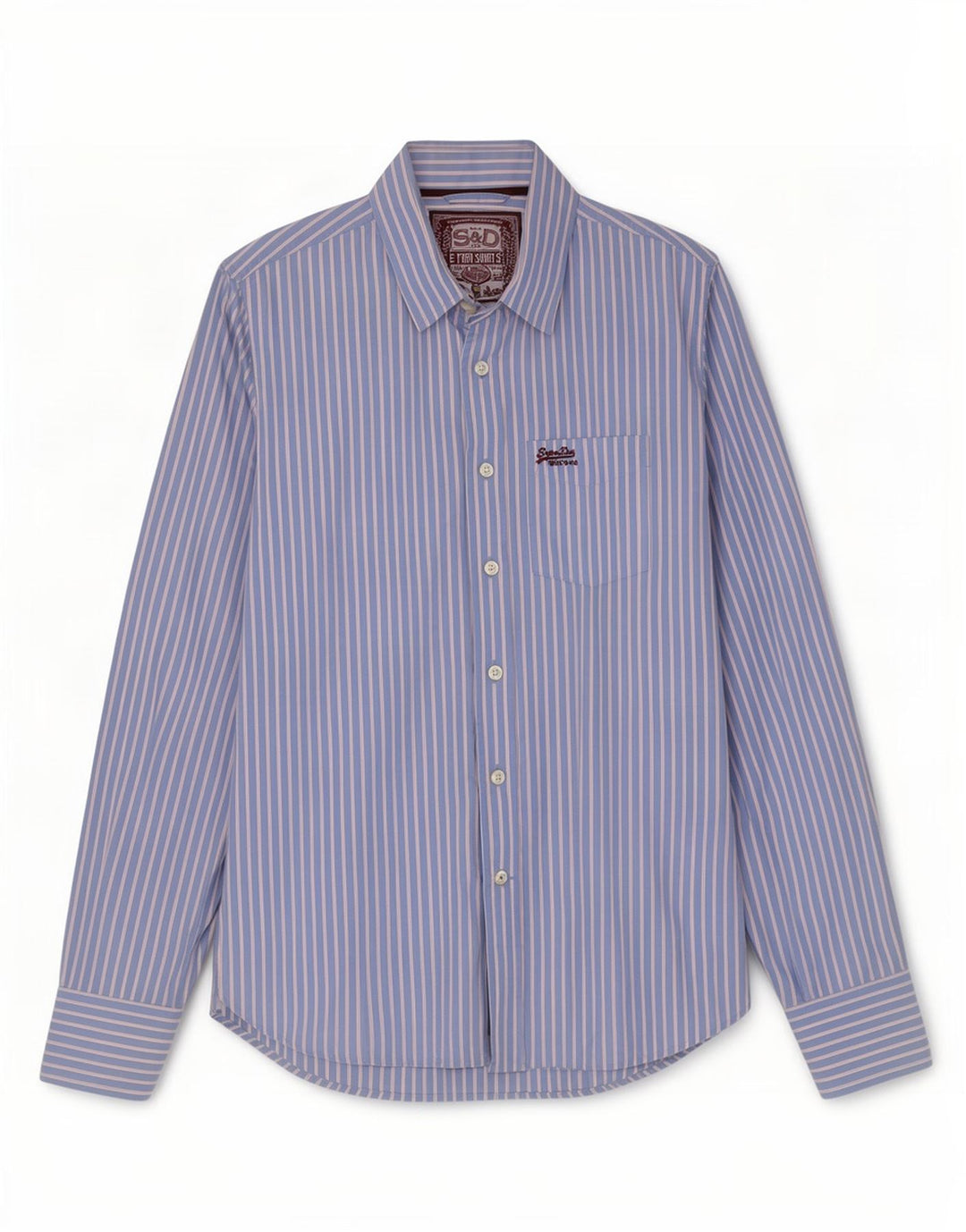Superdry Chemise Homme En Coton À Rayures Bleues Larges